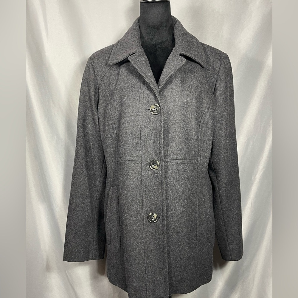 London Fog Wool Pea Coat Charcoal Gray Classiccore Dark Academia Corpcore Sz XL